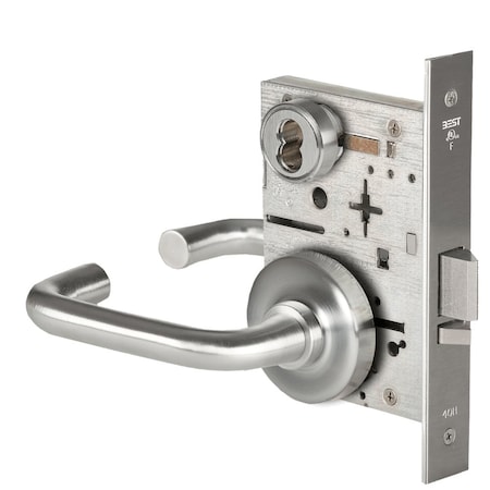 Best Grade 1 Classroom Mortise Lock, 3 Lever, R Rose, SFIC Housing Less Core, Satin Chrome Finish, Field 45H7R3R626